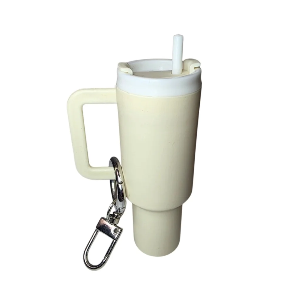 Mini Tumbler Cup Cute Stanley Style Bag Charm - Beige/Cream